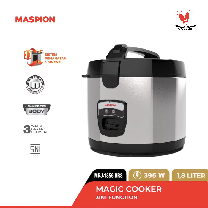 Maspion Rice Cooker Magic Com Silver 1,8 L - MRJ1856 | MRJ1856 Silver